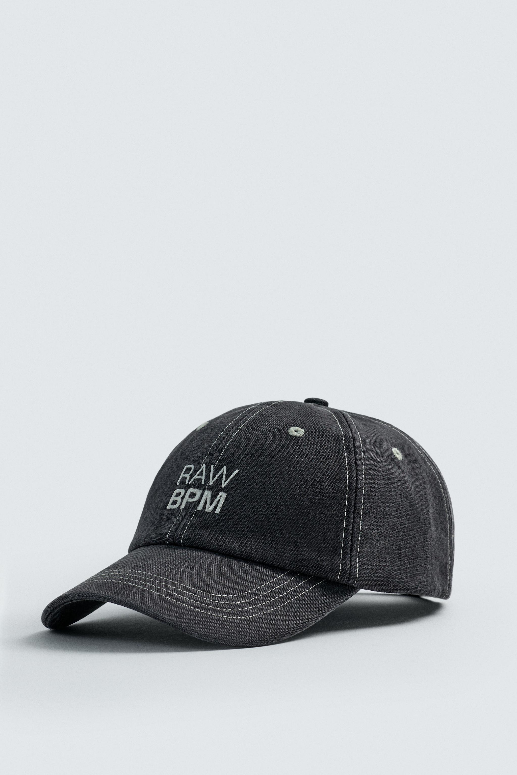 WASHED EMBROIDERED TEXT TOPSTITCHED CAP
